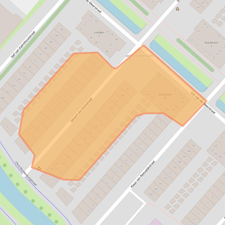 Kaart van postcodegebied 2132ZR.