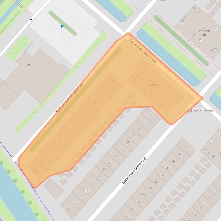 Kaart van postcodegebied 2132ZS.