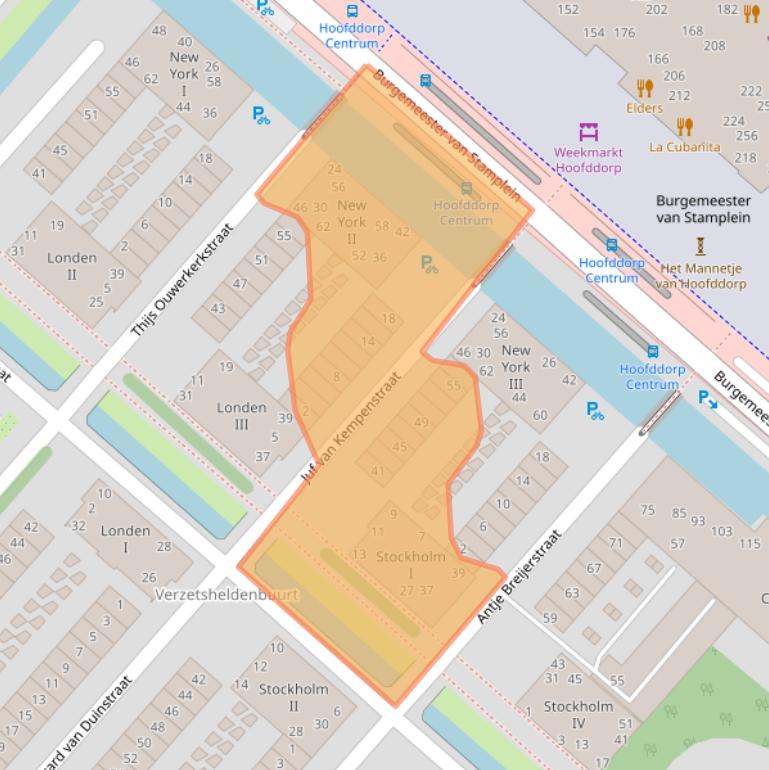 Kaart van postcodegebied 2132ZV.