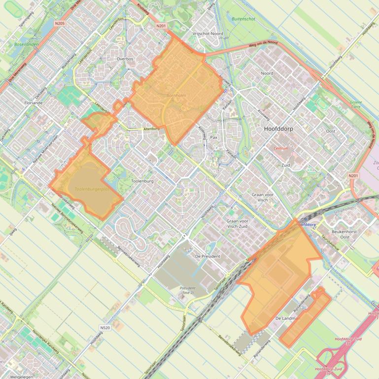 Kaart van postcodegebied 2133.