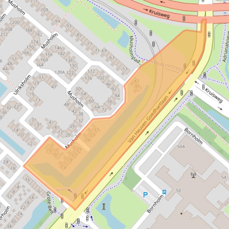 Kaart van postcodegebied 2133HN.