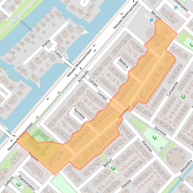 Kaart van postcodegebied 2134AC.