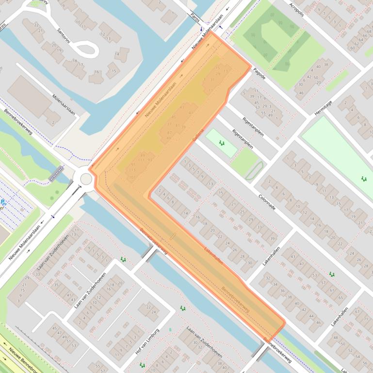 Kaart van postcodegebied 2134AG.