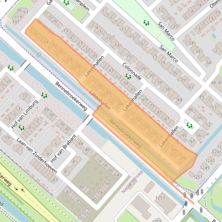 Kaart van postcodegebied 2134AH.