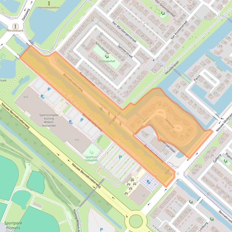 Kaart van postcodegebied 2134AR.