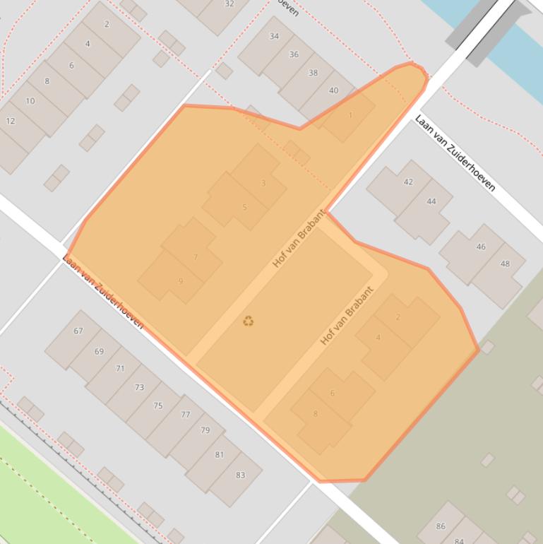 Kaart van postcodegebied 2134AZ.