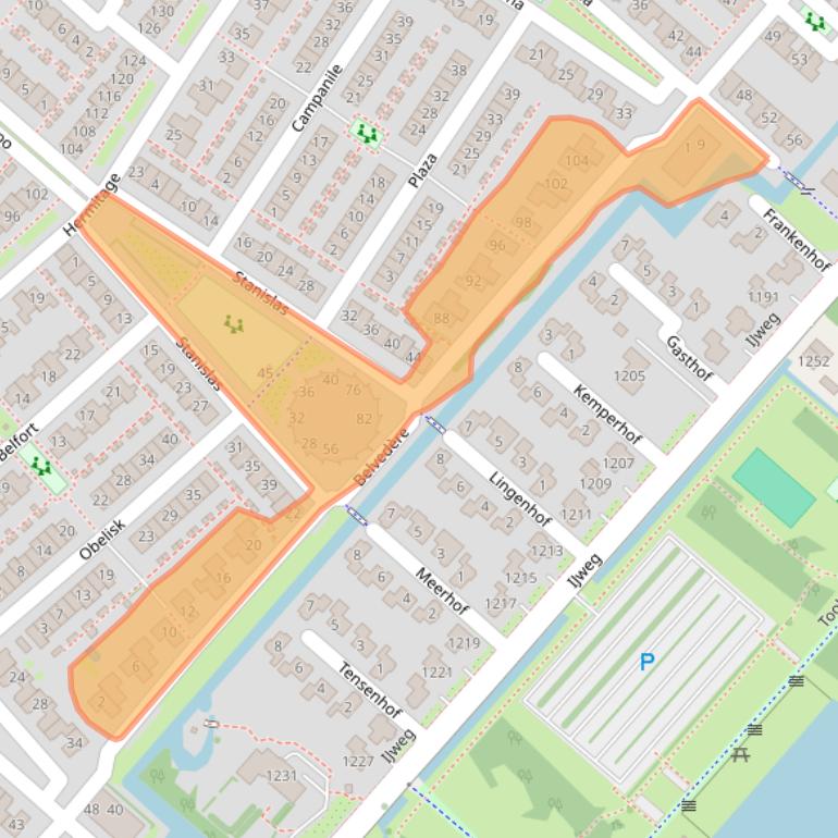 Kaart van postcodegebied 2134BS.