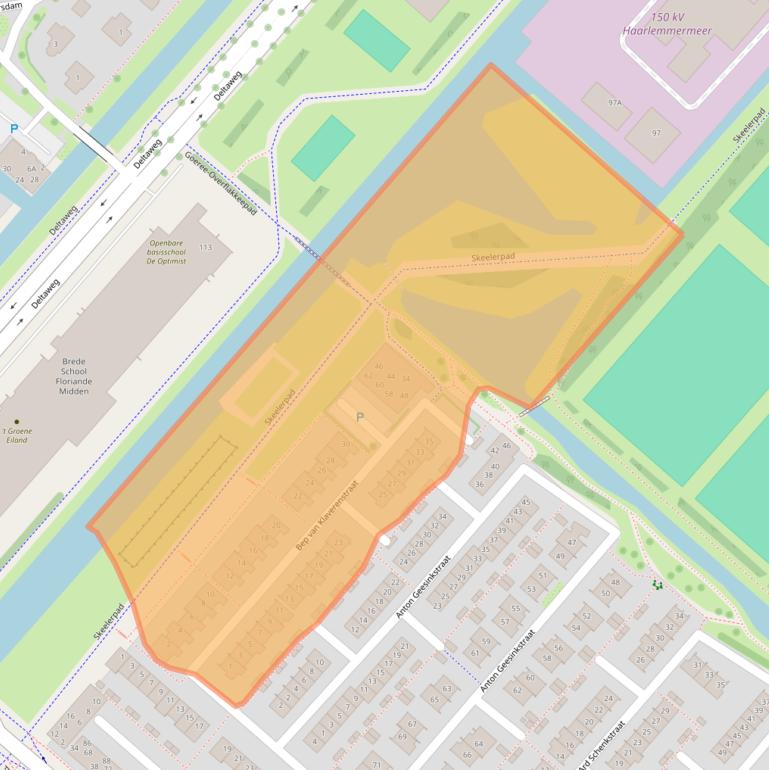 Kaart van postcodegebied 2134CM.