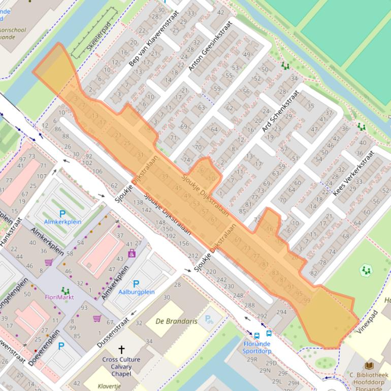 Kaart van postcodegebied 2134CN.