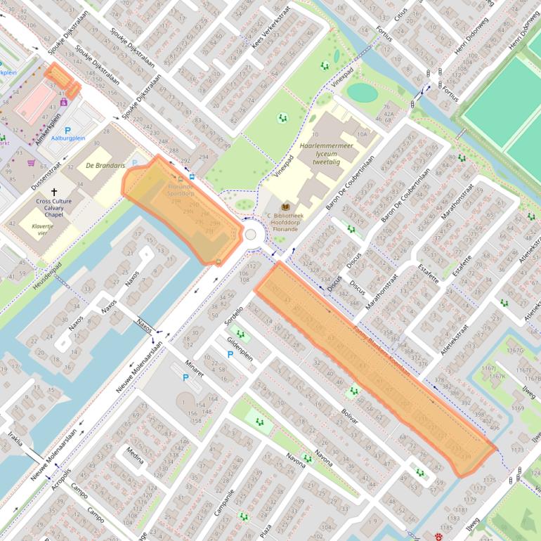 Kaart van postcodegebied 2134CT.