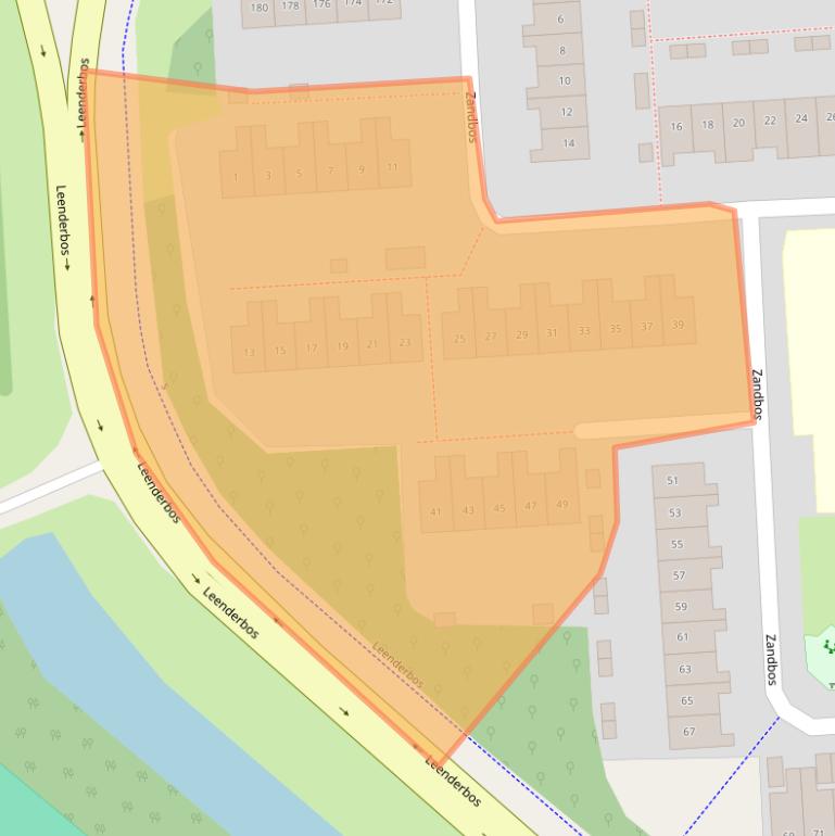 Kaart van postcodegebied 2134DA.
