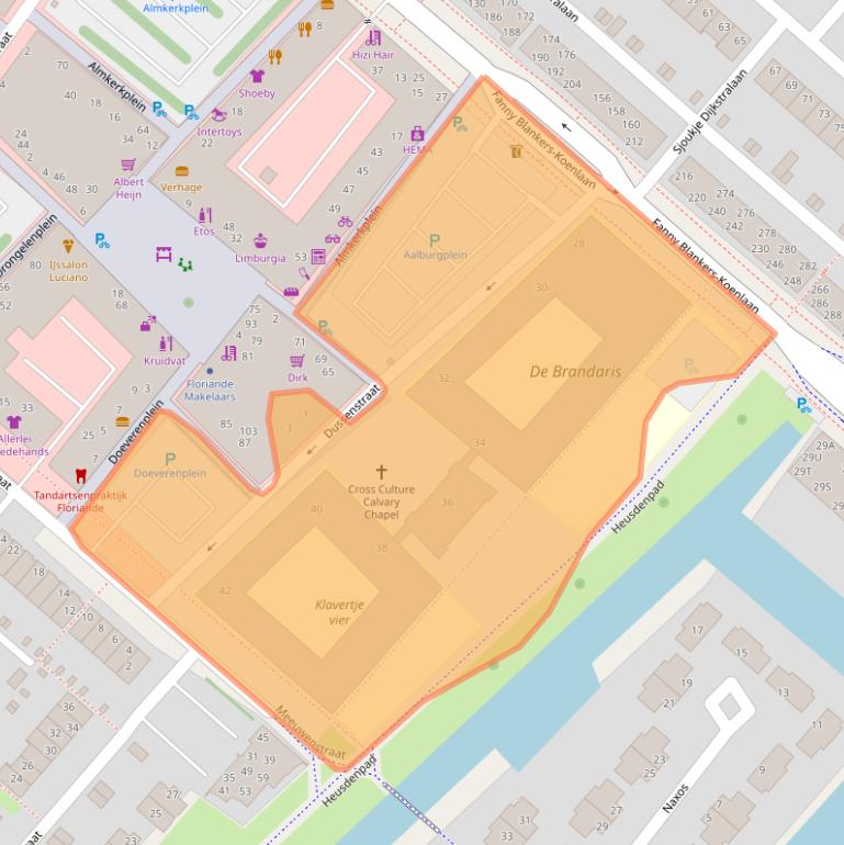 Kaart van postcodegebied 2134DL.