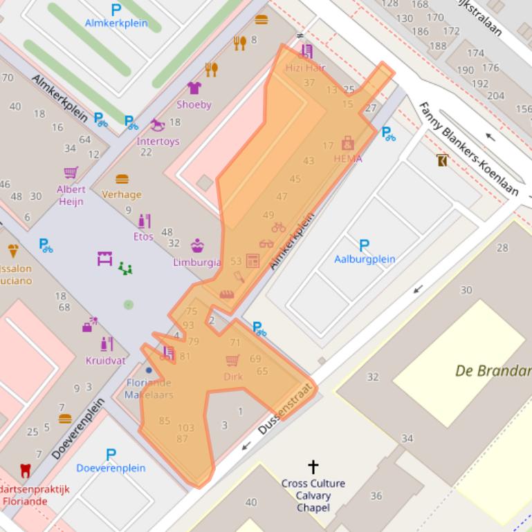 Kaart van postcodegebied 2134DM.