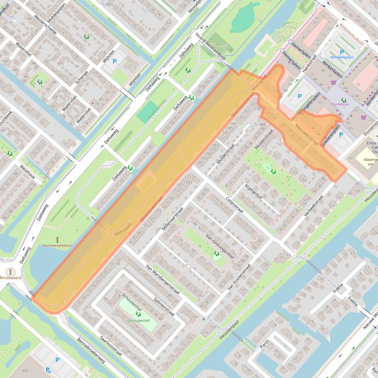 Kaart van postcodegebied 2134DV.