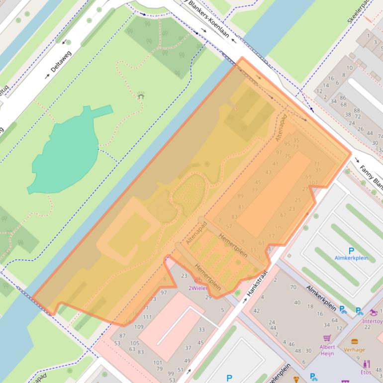 Kaart van postcodegebied 2134DW.