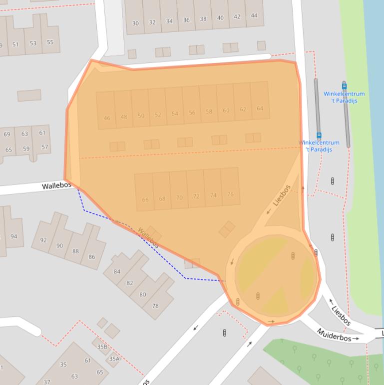 Kaart van postcodegebied 2134HE.