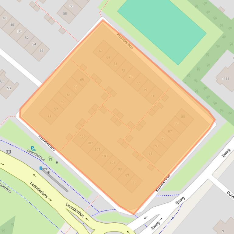 Kaart van postcodegebied 2134KN.