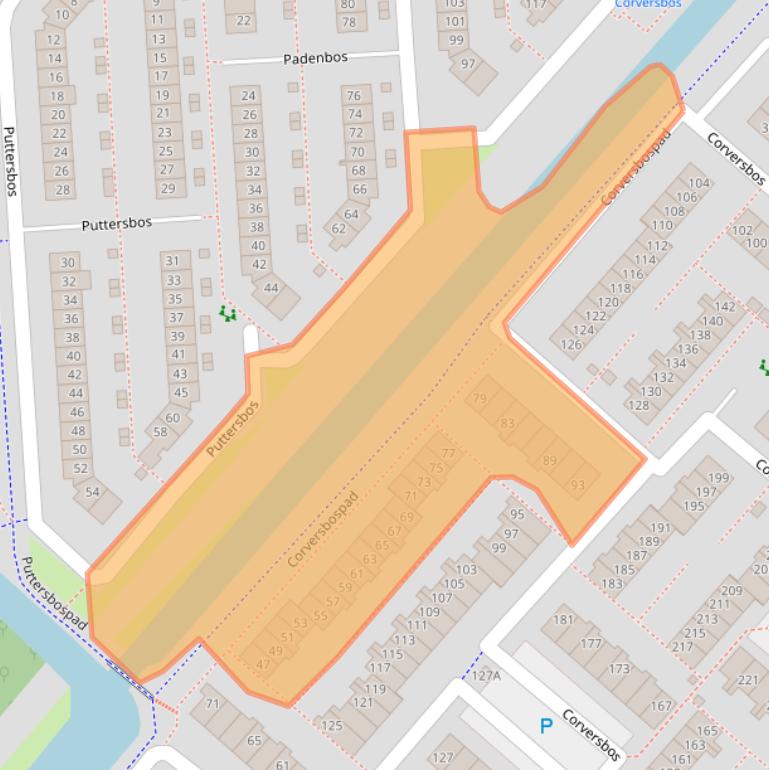 Kaart van postcodegebied 2134MB.