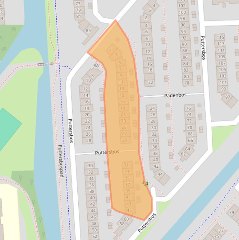 Kaart van postcodegebied 2134TA.