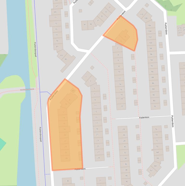Kaart van postcodegebied 2134TJ.