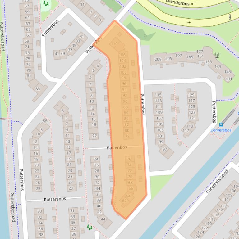 Kaart van postcodegebied 2134TL.