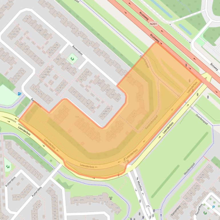 Kaart van postcodegebied 2134TN.