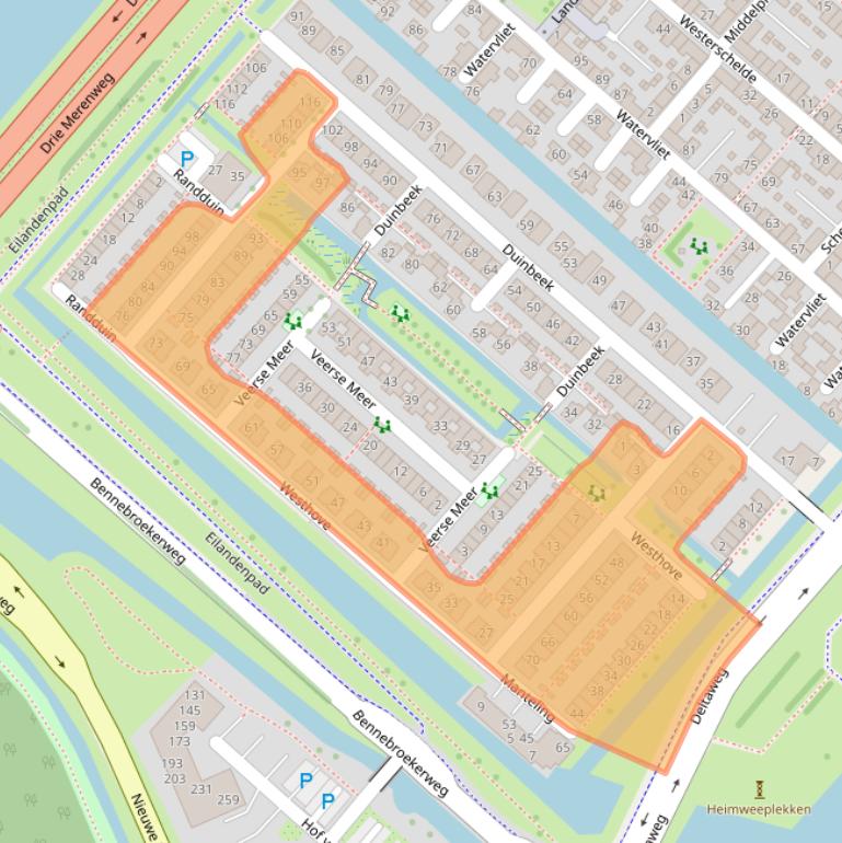 Kaart van postcodegebied 2134VP.