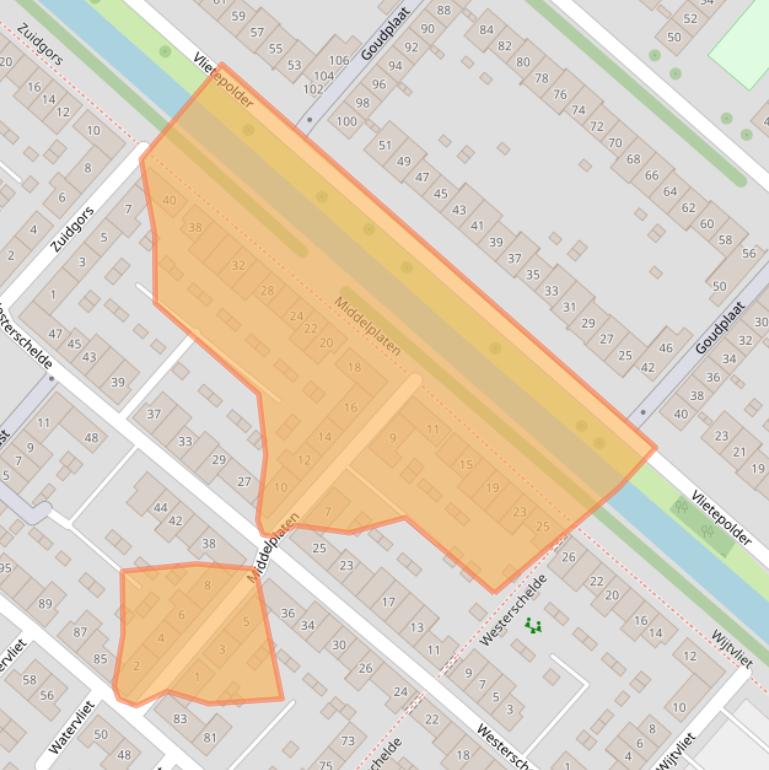 Kaart van postcodegebied 2134WB.