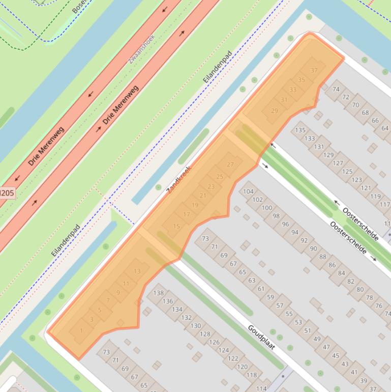 Kaart van postcodegebied 2134WJ.