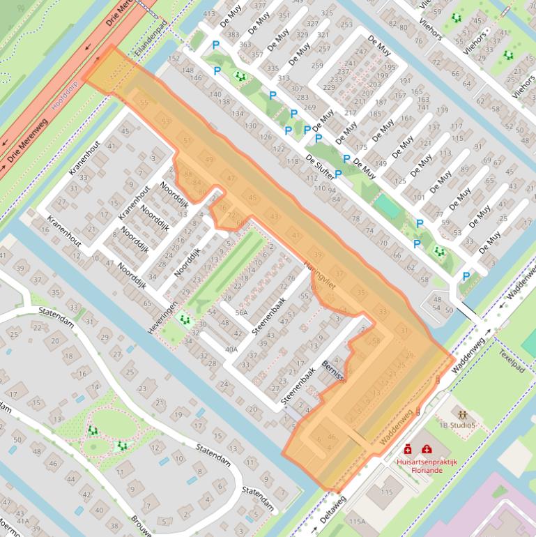Kaart van postcodegebied 2134XB.
