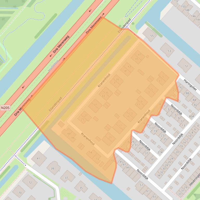 Kaart van postcodegebied 2134XC.