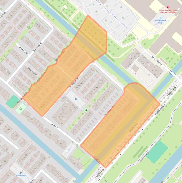 Kaart van postcodegebied 2134ZV.