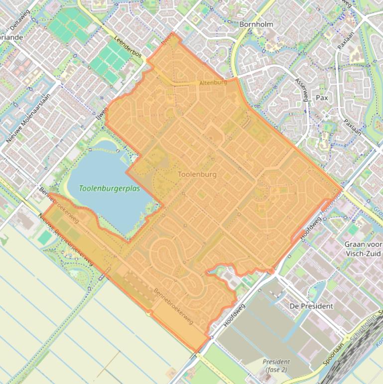 Kaart van postcodegebied 2135.