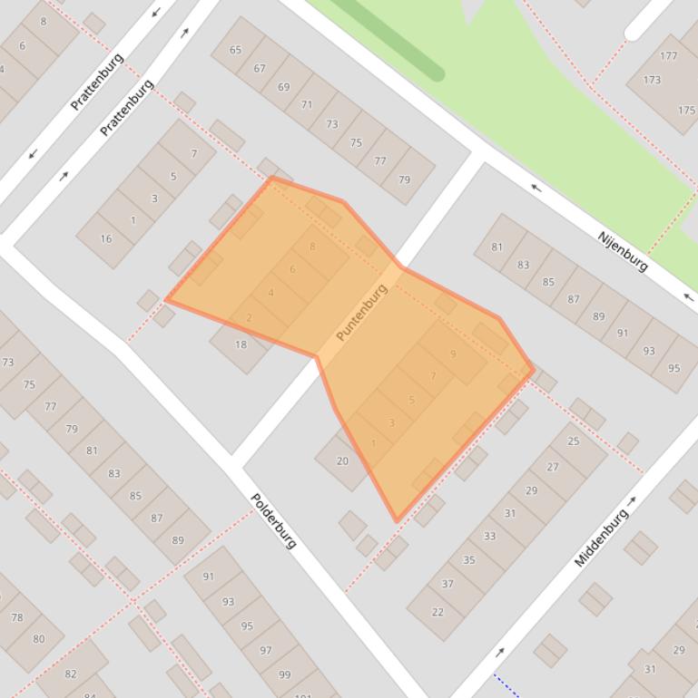 Kaart van postcodegebied 2135AS.