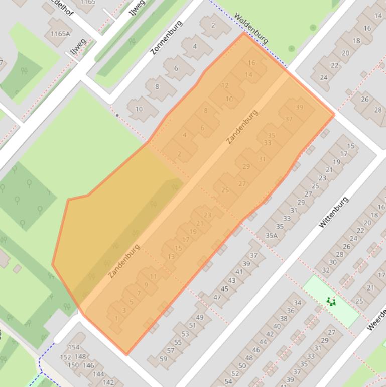 Kaart van postcodegebied 2135BB.