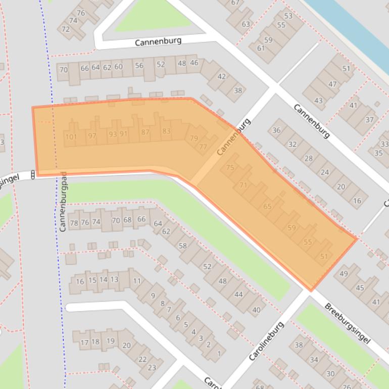 Kaart van postcodegebied 2135CL.