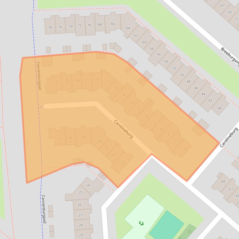 Kaart van postcodegebied 2135CS.