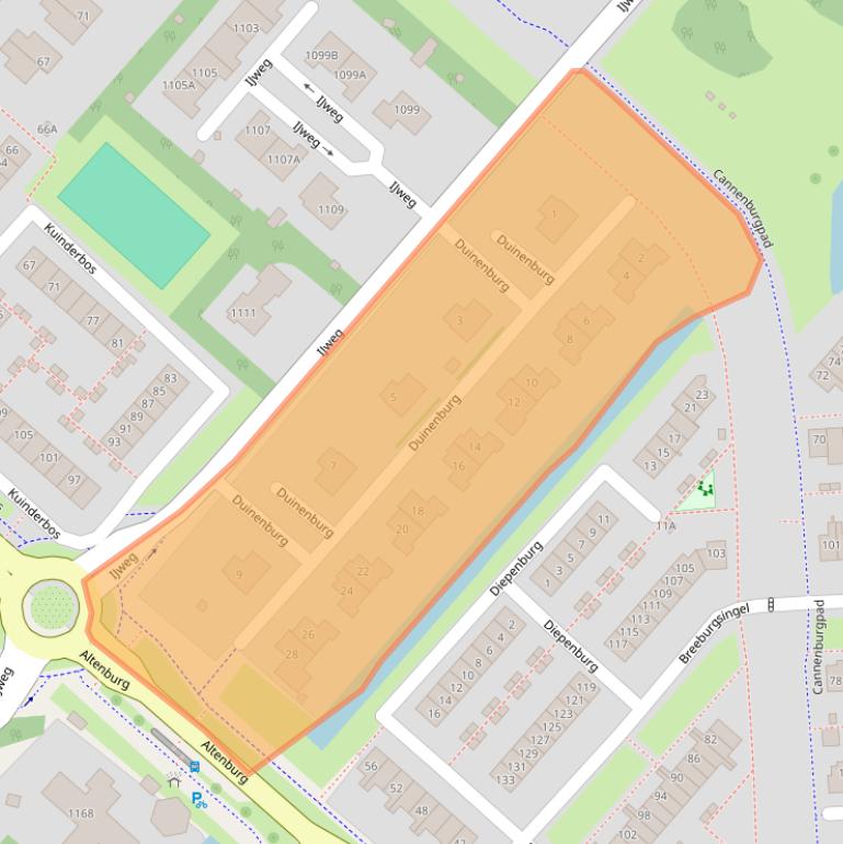 Kaart van postcodegebied 2135CX.