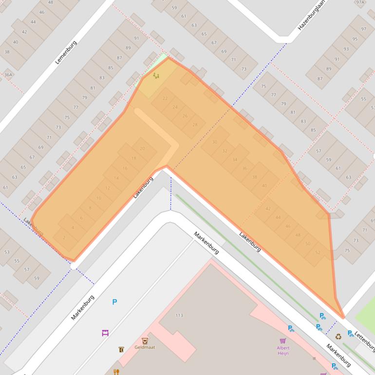 Kaart van postcodegebied 2135DL.