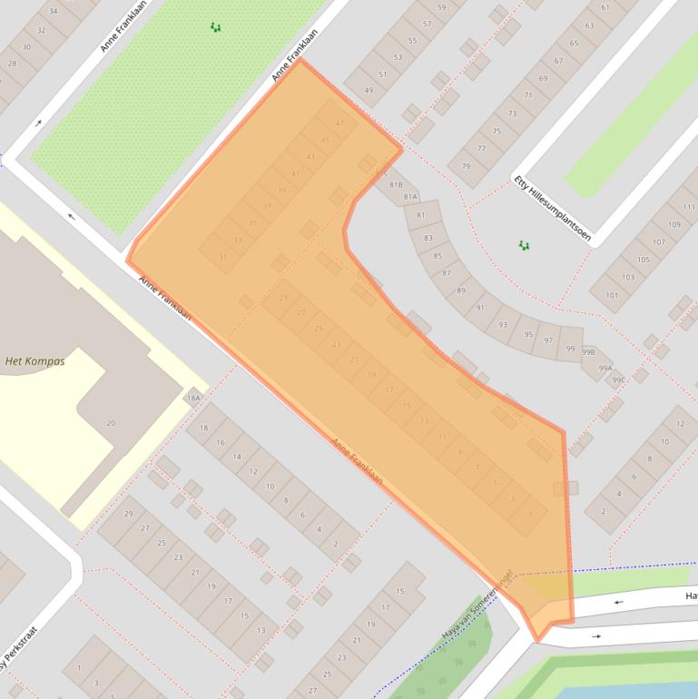 Kaart van postcodegebied 2135HC.