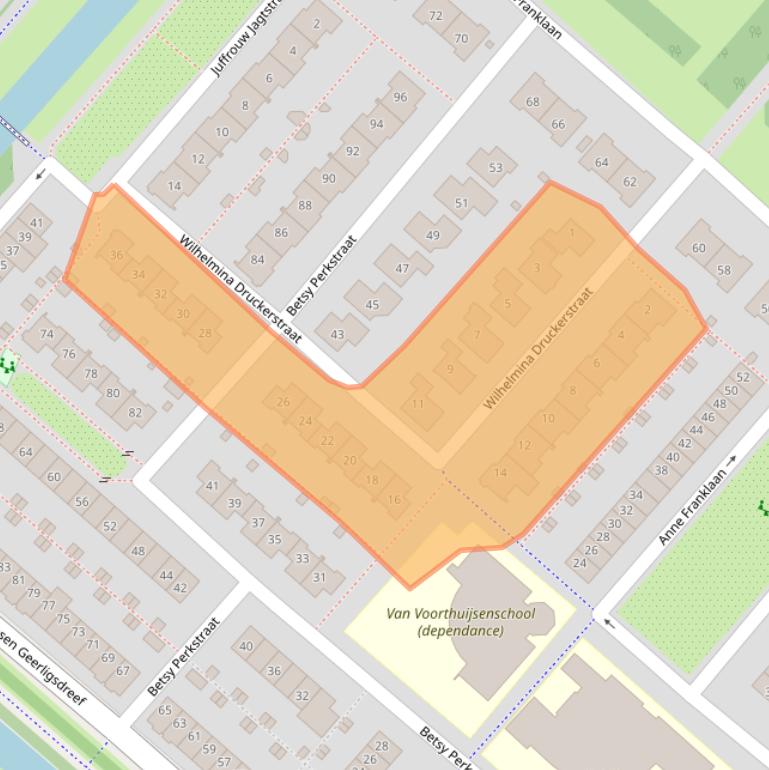 Kaart van postcodegebied 2135HH.