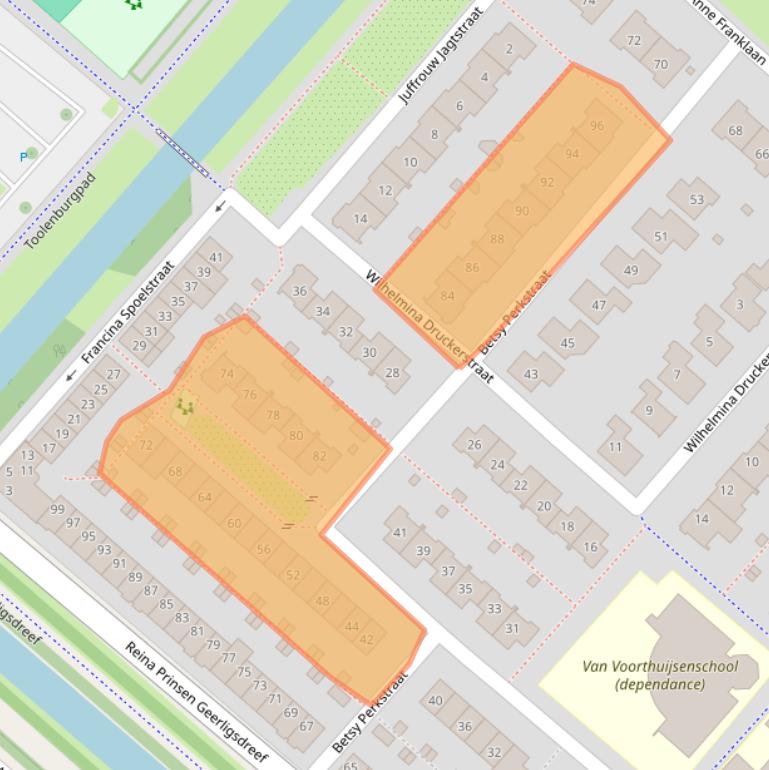 Kaart van postcodegebied 2135HP.