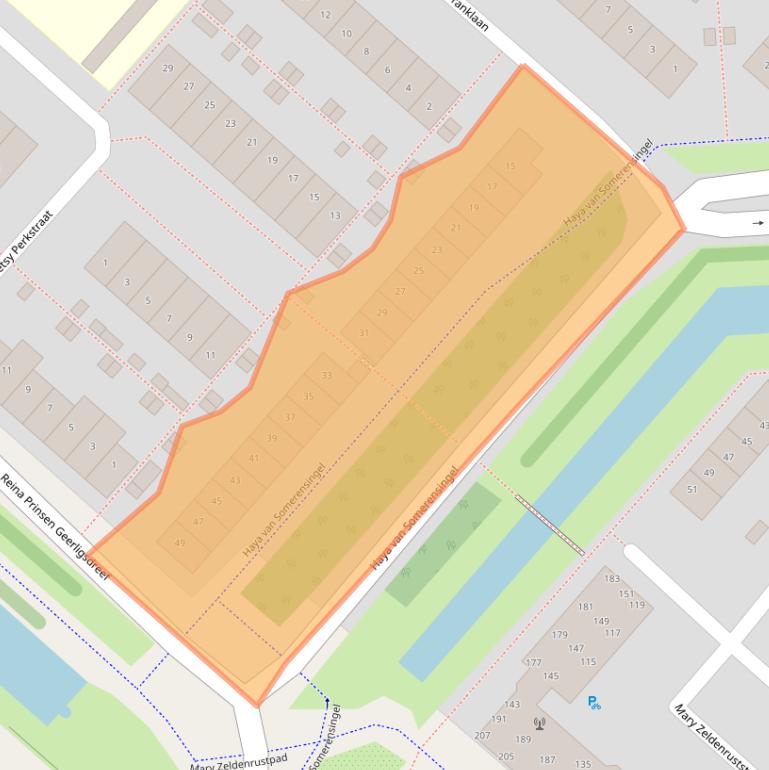 Kaart van postcodegebied 2135HW.