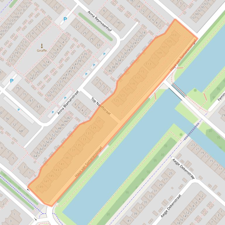 Kaart van postcodegebied 2135HZ.