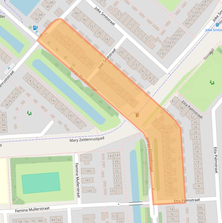 Kaart van postcodegebied 2135JA.