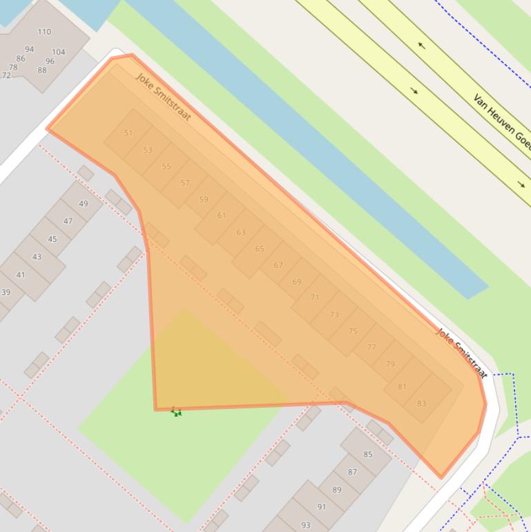 Kaart van postcodegebied 2135JE.