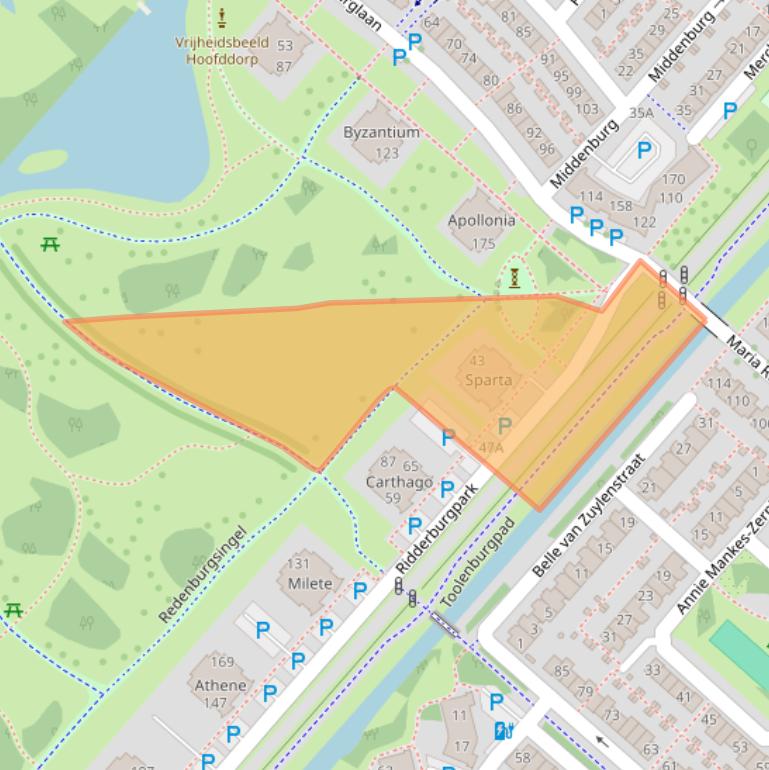 Kaart van postcodegebied 2135KS.