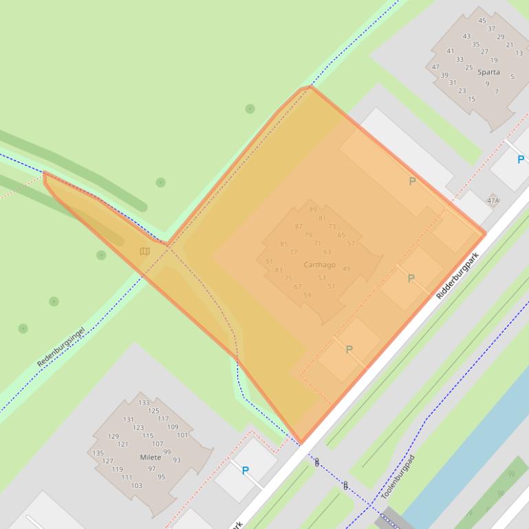 Kaart van postcodegebied 2135KT.