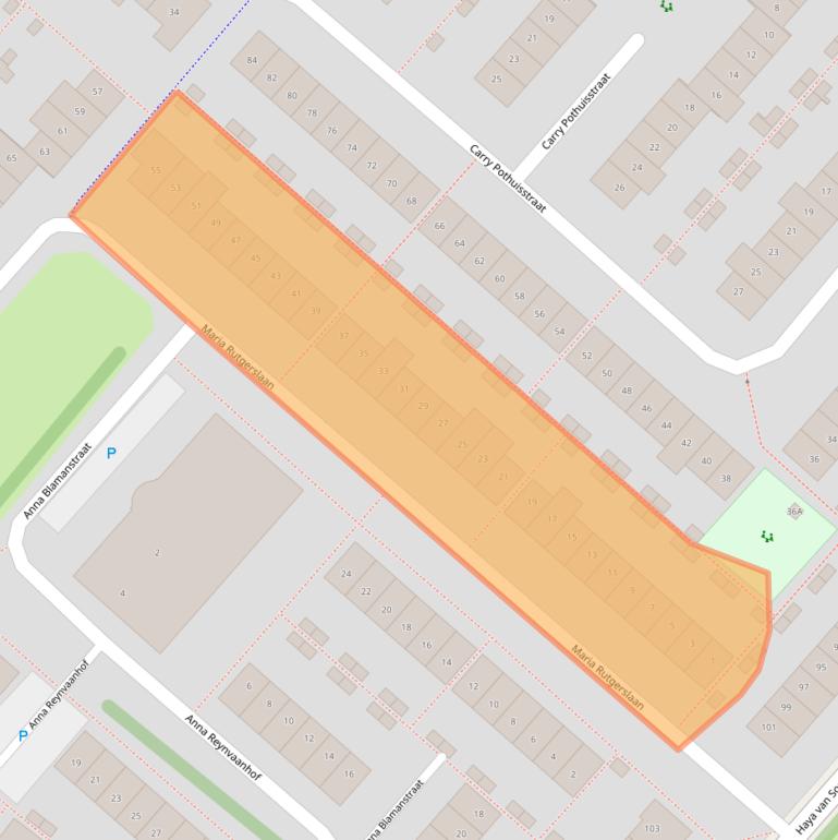 Kaart van postcodegebied 2135PA.