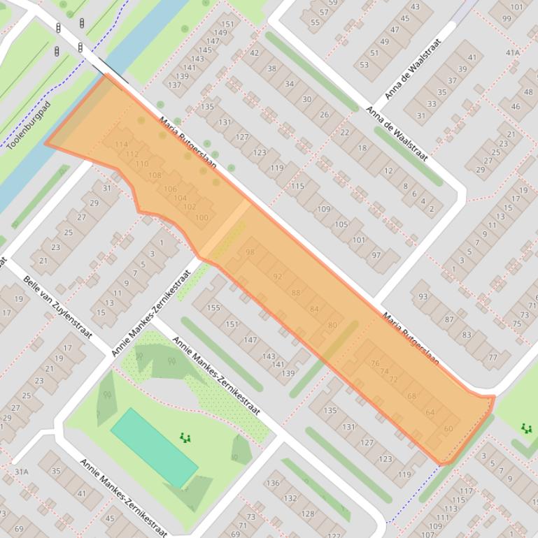 Kaart van postcodegebied 2135PH.